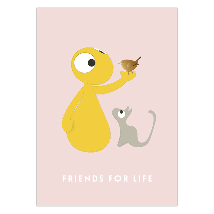 Ansichtkaart 'Friends for life' van Olli + Jeujeu.